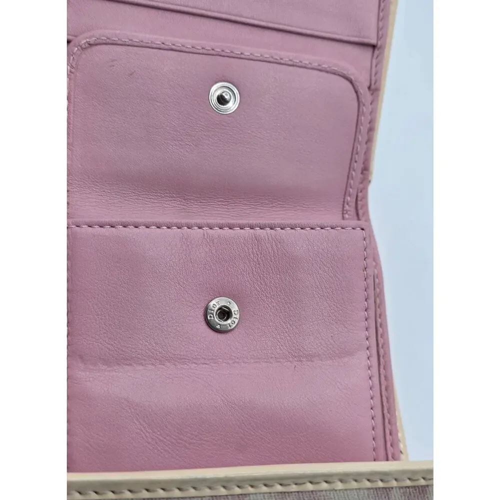 Christian Dior Trotter Wallet Pink Monogram Canvas Rhinestone #1 Compact Wallet